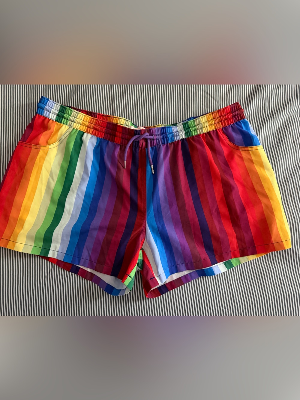 Men's Rainbow Stripe Swim Trunks - Multicolor